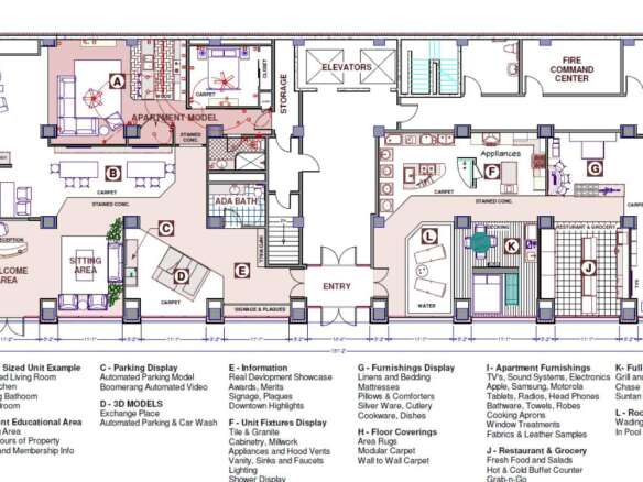 Commercial Showroom Floor Plan and Legend Concept h42w9b 1250x750